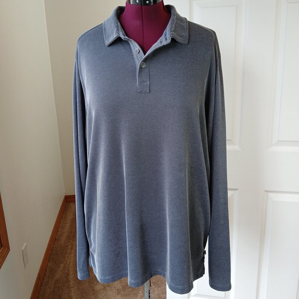 Tommy Bahama Paradiso Cove Long-Sleeve Polo XXL Big &Tall tencel blend dark grey - Picture 6 of 15